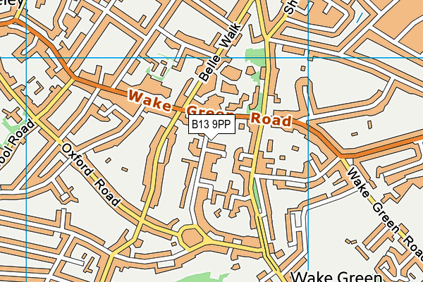 B13 9PP map - OS VectorMap District (Ordnance Survey)
