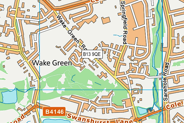 B13 9QE map - OS VectorMap District (Ordnance Survey)