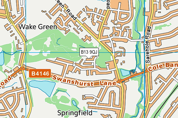 B13 9QJ map - OS VectorMap District (Ordnance Survey)