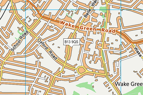 B13 9QS map - OS VectorMap District (Ordnance Survey)