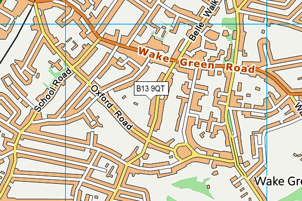 B13 9QT map - OS VectorMap District (Ordnance Survey)