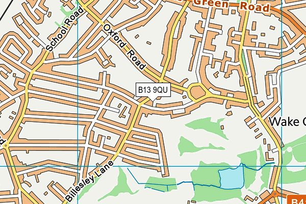 B13 9QU map - OS VectorMap District (Ordnance Survey)