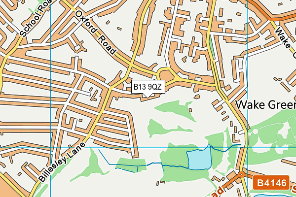 B13 9QZ map - OS VectorMap District (Ordnance Survey)