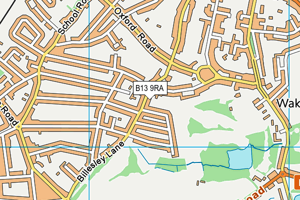 B13 9RA map - OS VectorMap District (Ordnance Survey)