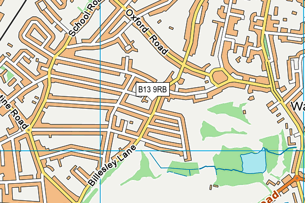 B13 9RB map - OS VectorMap District (Ordnance Survey)