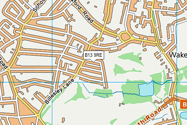 B13 9RE map - OS VectorMap District (Ordnance Survey)