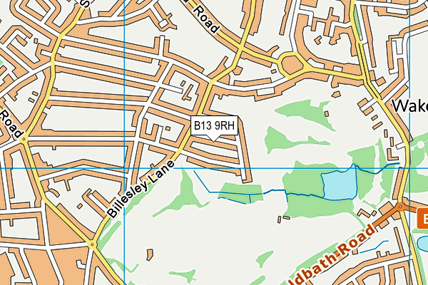 B13 9RH map - OS VectorMap District (Ordnance Survey)