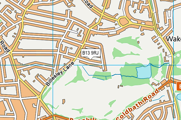 B13 9RJ map - OS VectorMap District (Ordnance Survey)