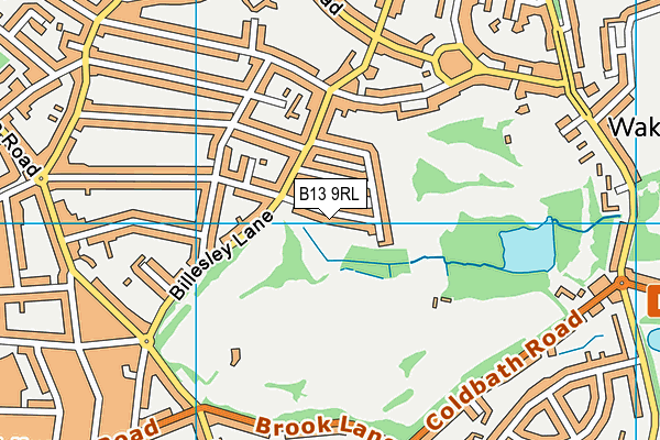 B13 9RL map - OS VectorMap District (Ordnance Survey)