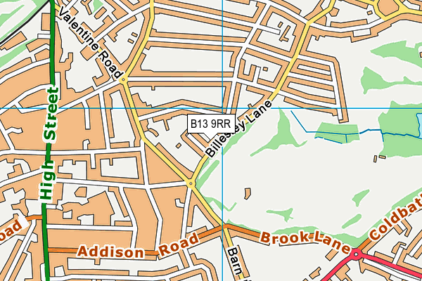 B13 9RR map - OS VectorMap District (Ordnance Survey)