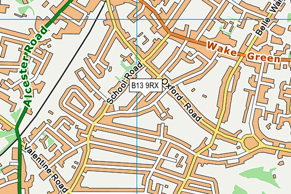 B13 9RX map - OS VectorMap District (Ordnance Survey)