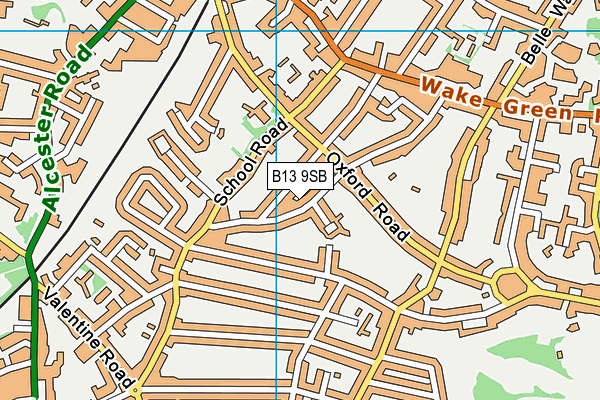 B13 9SB map - OS VectorMap District (Ordnance Survey)