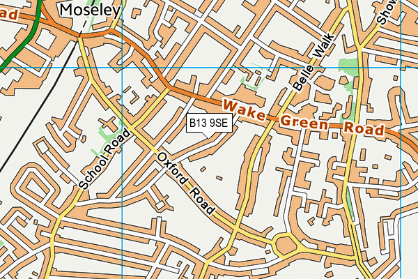 B13 9SE map - OS VectorMap District (Ordnance Survey)