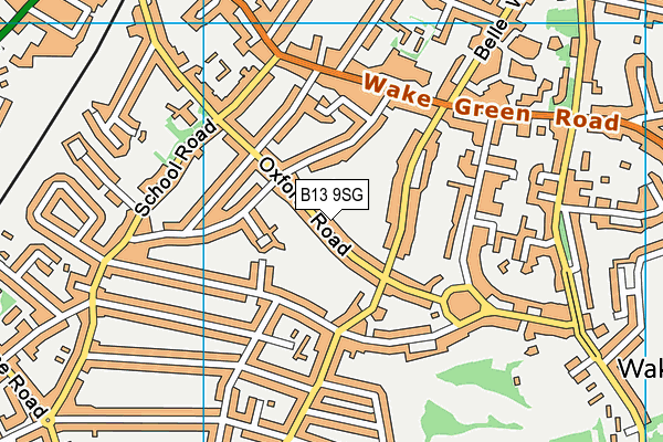 B13 9SG map - OS VectorMap District (Ordnance Survey)