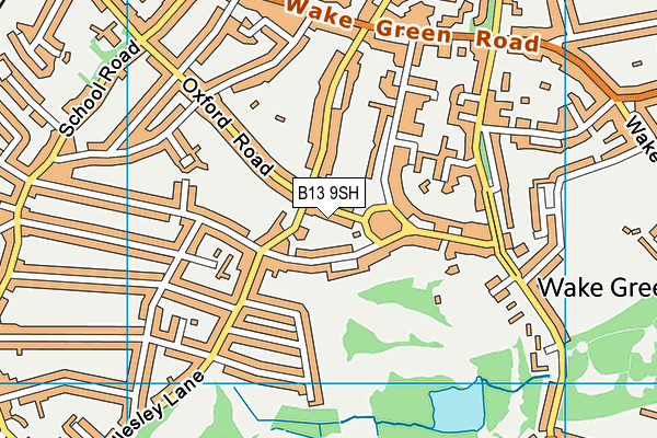 B13 9SH map - OS VectorMap District (Ordnance Survey)