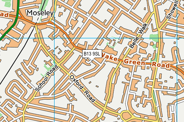 B13 9SL map - OS VectorMap District (Ordnance Survey)