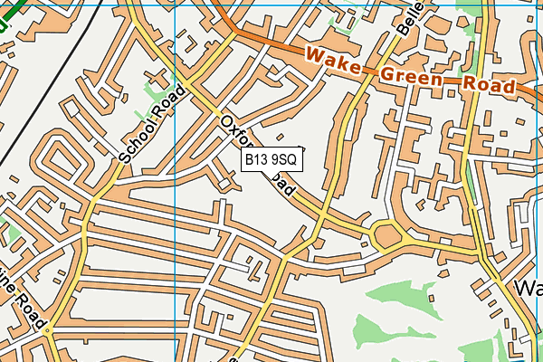 B13 9SQ map - OS VectorMap District (Ordnance Survey)