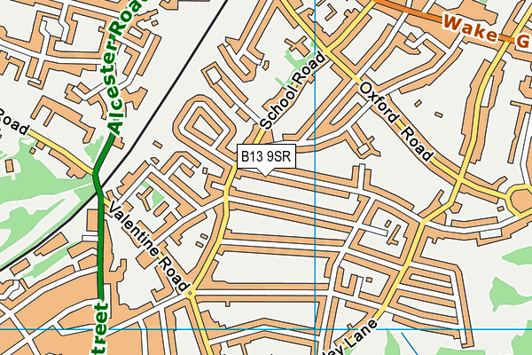 B13 9SR map - OS VectorMap District (Ordnance Survey)
