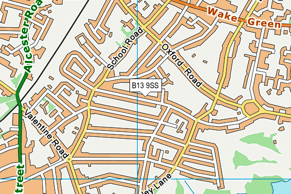 B13 9SS map - OS VectorMap District (Ordnance Survey)