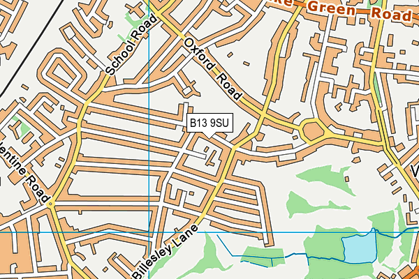 B13 9SU map - OS VectorMap District (Ordnance Survey)