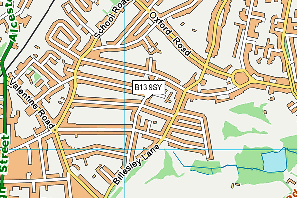 B13 9SY map - OS VectorMap District (Ordnance Survey)