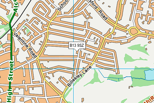 B13 9SZ map - OS VectorMap District (Ordnance Survey)