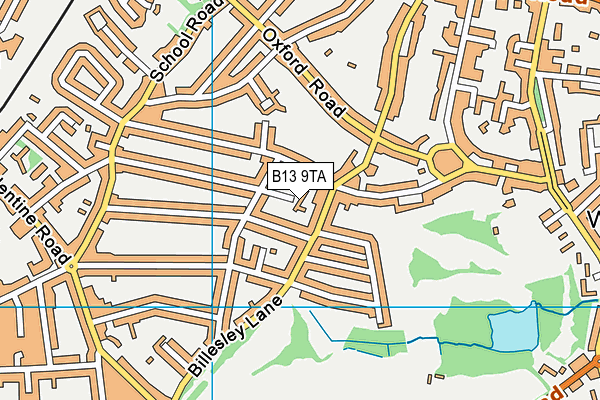 B13 9TA map - OS VectorMap District (Ordnance Survey)