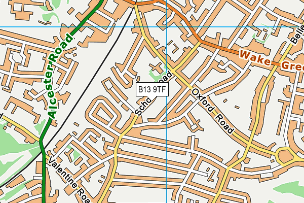 B13 9TF map - OS VectorMap District (Ordnance Survey)