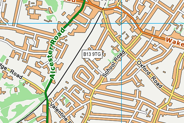 B13 9TG map - OS VectorMap District (Ordnance Survey)
