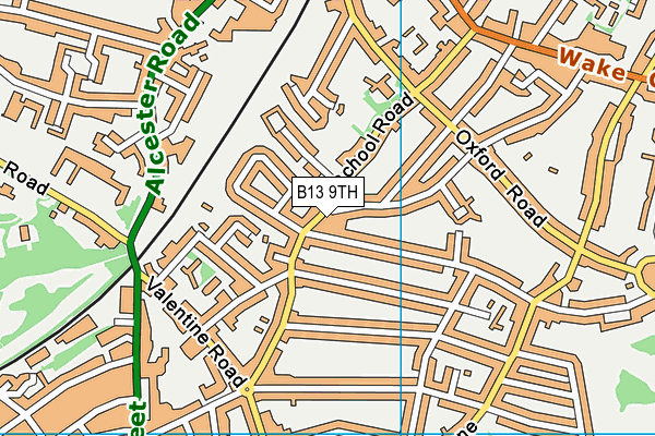 B13 9TH map - OS VectorMap District (Ordnance Survey)
