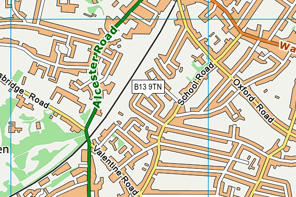 B13 9TN map - OS VectorMap District (Ordnance Survey)