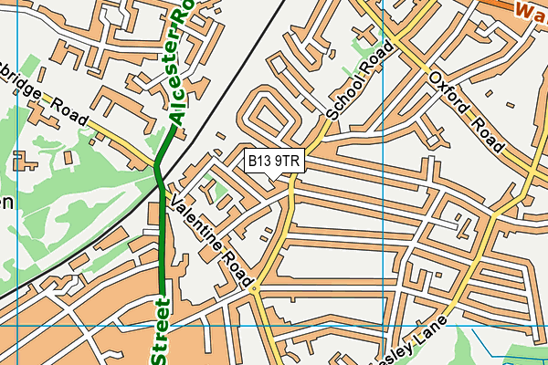 B13 9TR map - OS VectorMap District (Ordnance Survey)