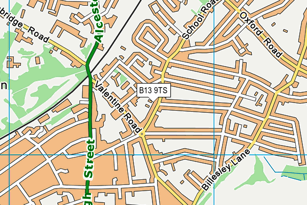 B13 9TS map - OS VectorMap District (Ordnance Survey)