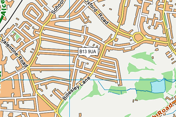 B13 9UA map - OS VectorMap District (Ordnance Survey)