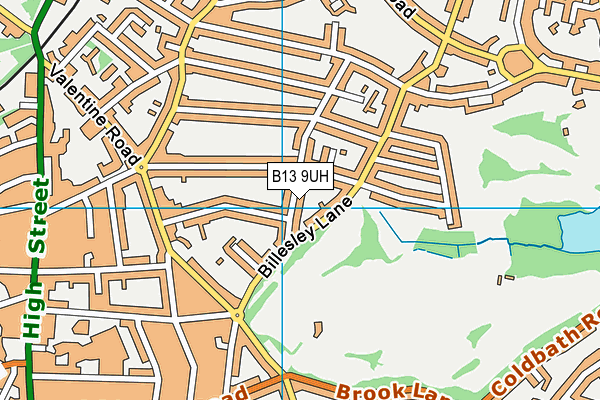 B13 9UH map - OS VectorMap District (Ordnance Survey)