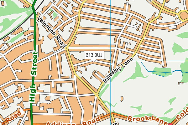 B13 9UJ map - OS VectorMap District (Ordnance Survey)