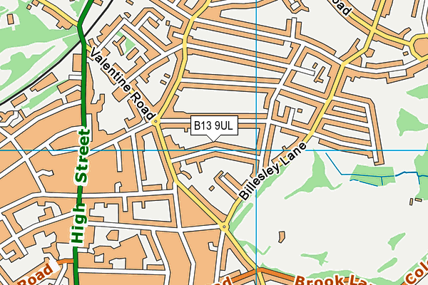 B13 9UL map - OS VectorMap District (Ordnance Survey)