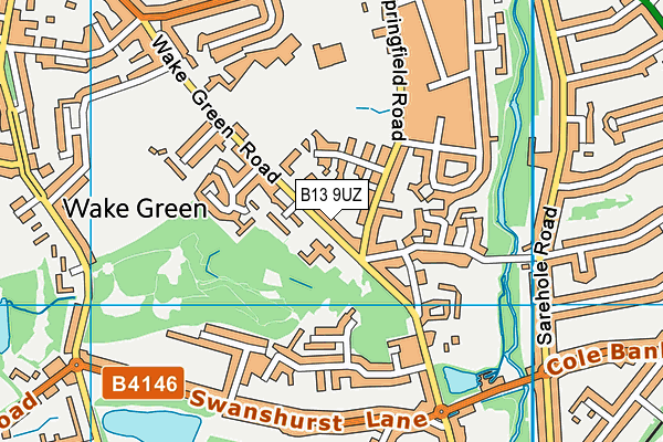 B13 9UZ map - OS VectorMap District (Ordnance Survey)