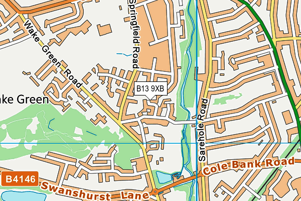 B13 9XB map - OS VectorMap District (Ordnance Survey)