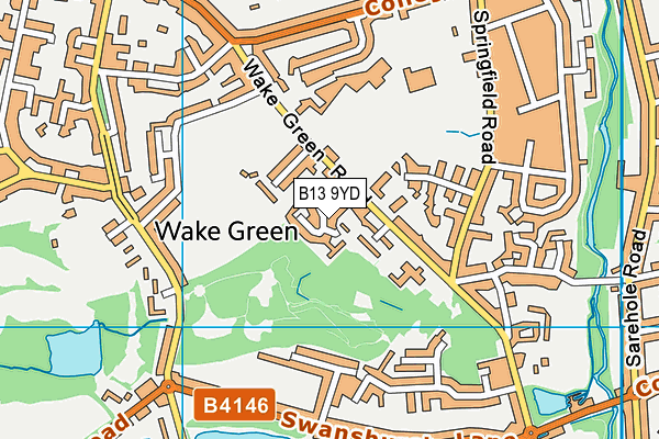 B13 9YD map - OS VectorMap District (Ordnance Survey)