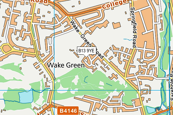 B13 9YE map - OS VectorMap District (Ordnance Survey)