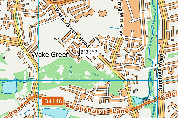 B13 9YP map - OS VectorMap District (Ordnance Survey)