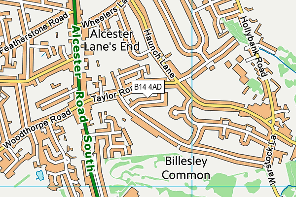 B14 4AD map - OS VectorMap District (Ordnance Survey)