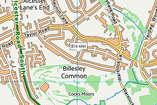 B14 4AH map - OS VectorMap District (Ordnance Survey)