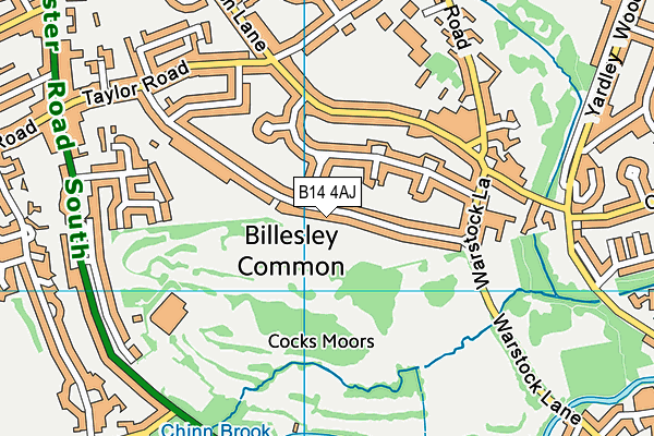 B14 4AJ map - OS VectorMap District (Ordnance Survey)