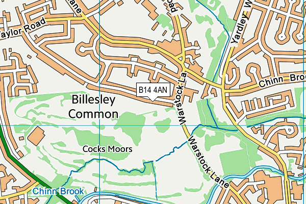 B14 4AN map - OS VectorMap District (Ordnance Survey)