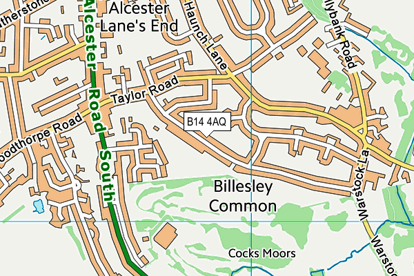 B14 4AQ map - OS VectorMap District (Ordnance Survey)