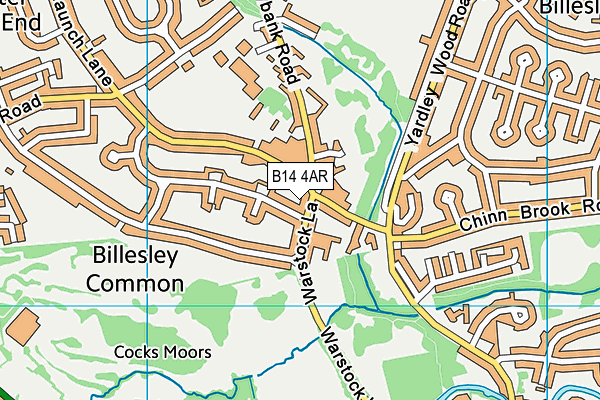 B14 4AR map - OS VectorMap District (Ordnance Survey)