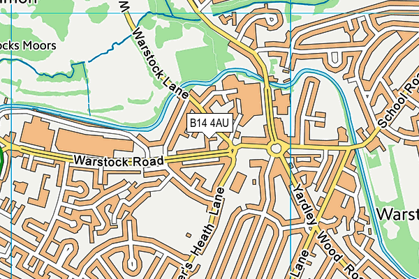 B14 4AU map - OS VectorMap District (Ordnance Survey)