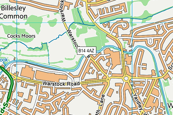 B14 4AZ map - OS VectorMap District (Ordnance Survey)